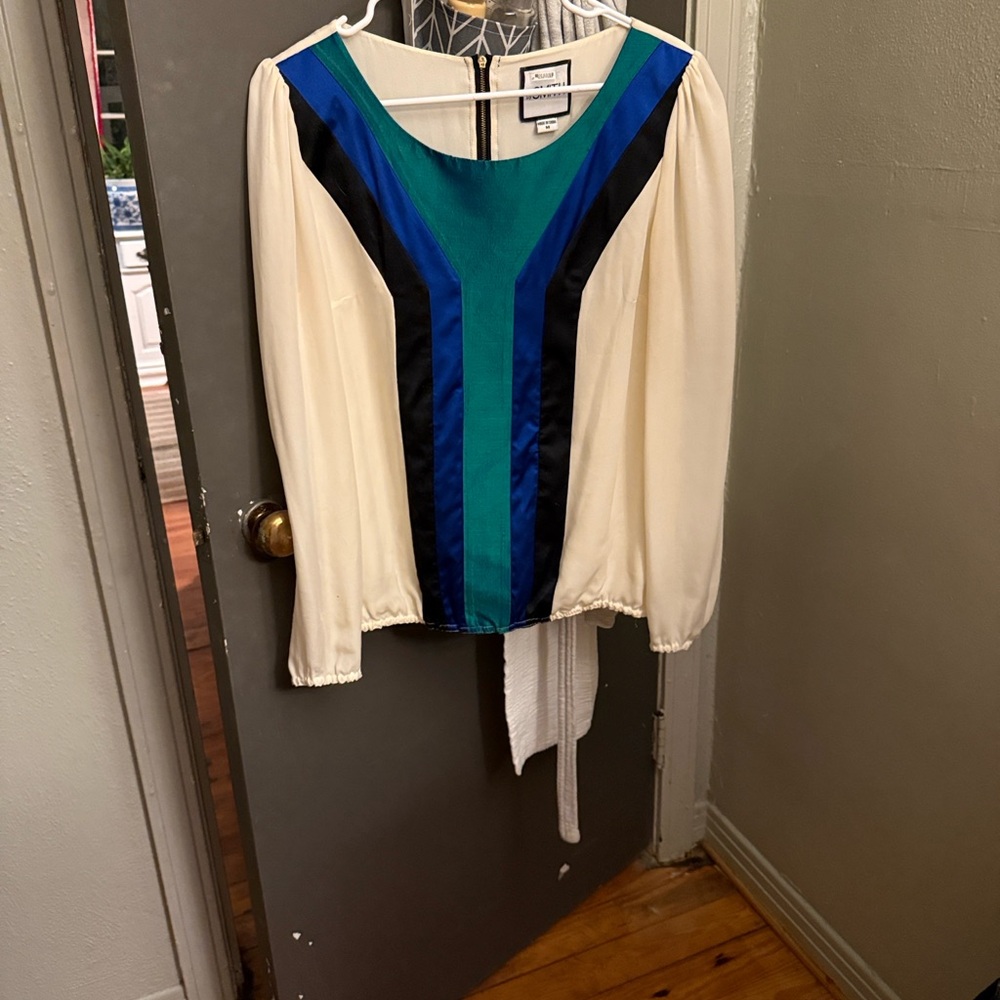 SMITH Cream and Blue Blouse
